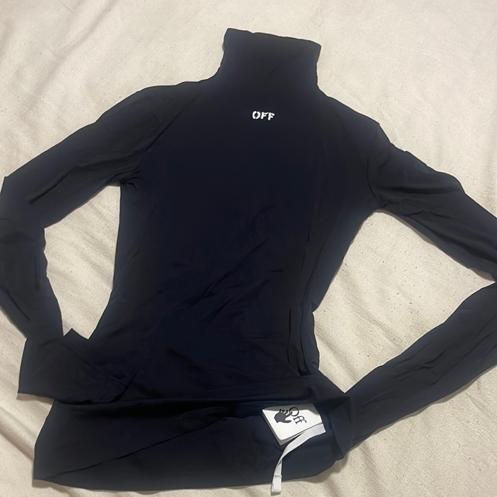 OFF-WHITE Long Sleeve Second Skin Turtleneck in Black & White